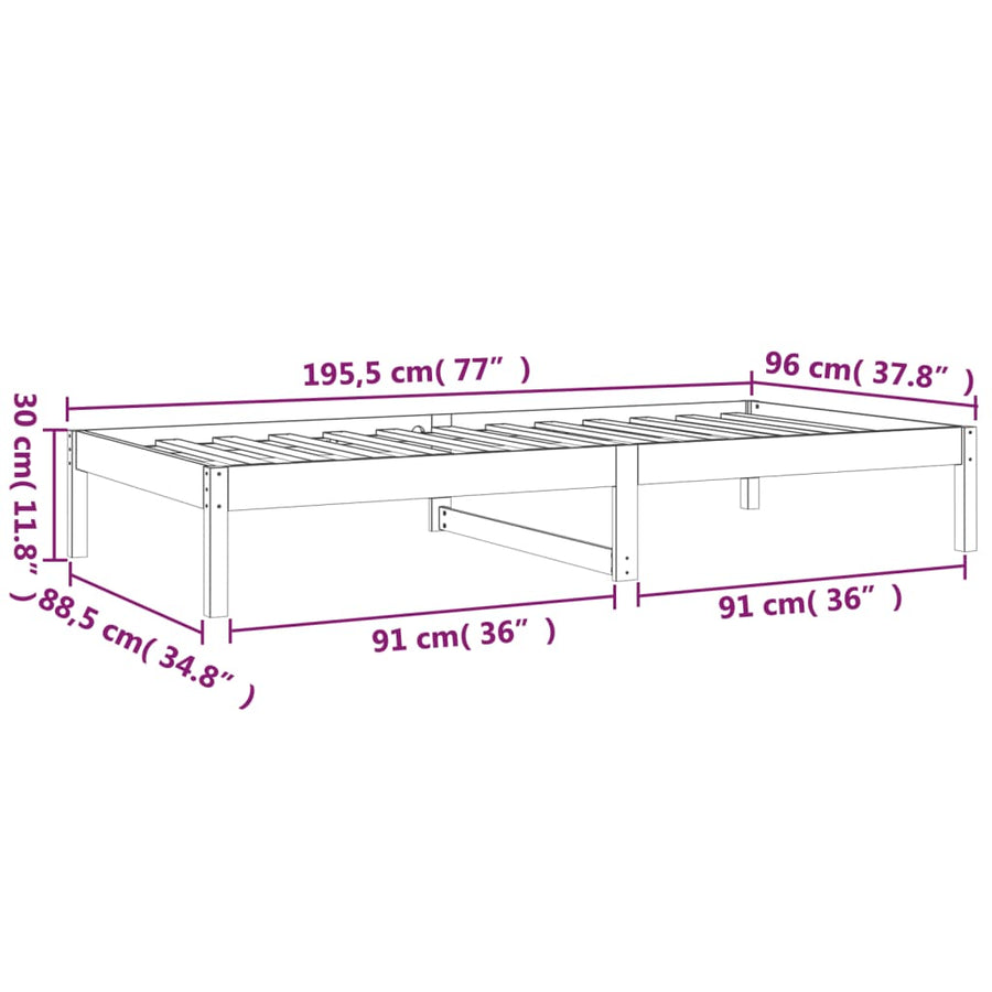 Slaapbank 90X190 Cm Massief Grenenhout 3Ft Single