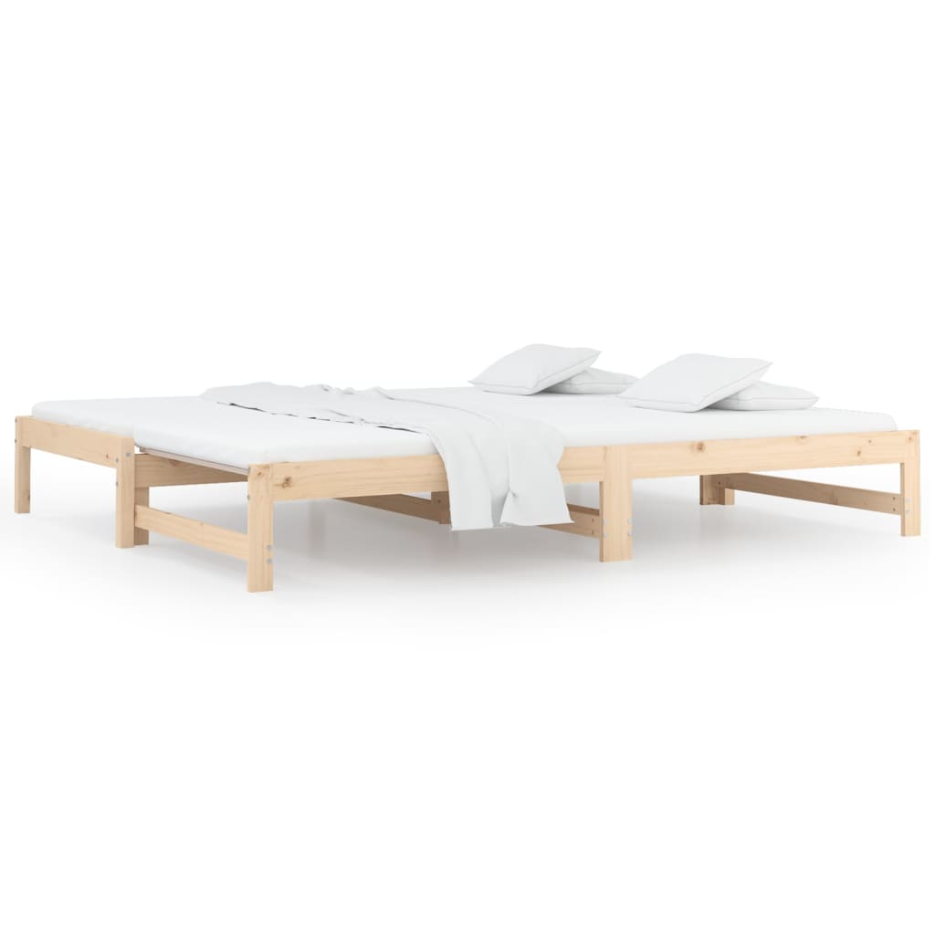 Slaapbank uitschuifbaar 2x(90x200) cm massief grenenhout 90 x 200 cm Naturel