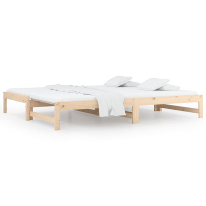 Slaapbank uitschuifbaar 2x(90x200) cm massief grenenhout 90 x 200 cm Naturel