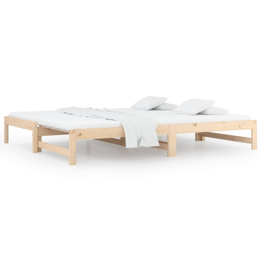 Slaapbank uitschuifbaar 2x(90x200) cm massief grenenhout 90 x 200 cm Naturel