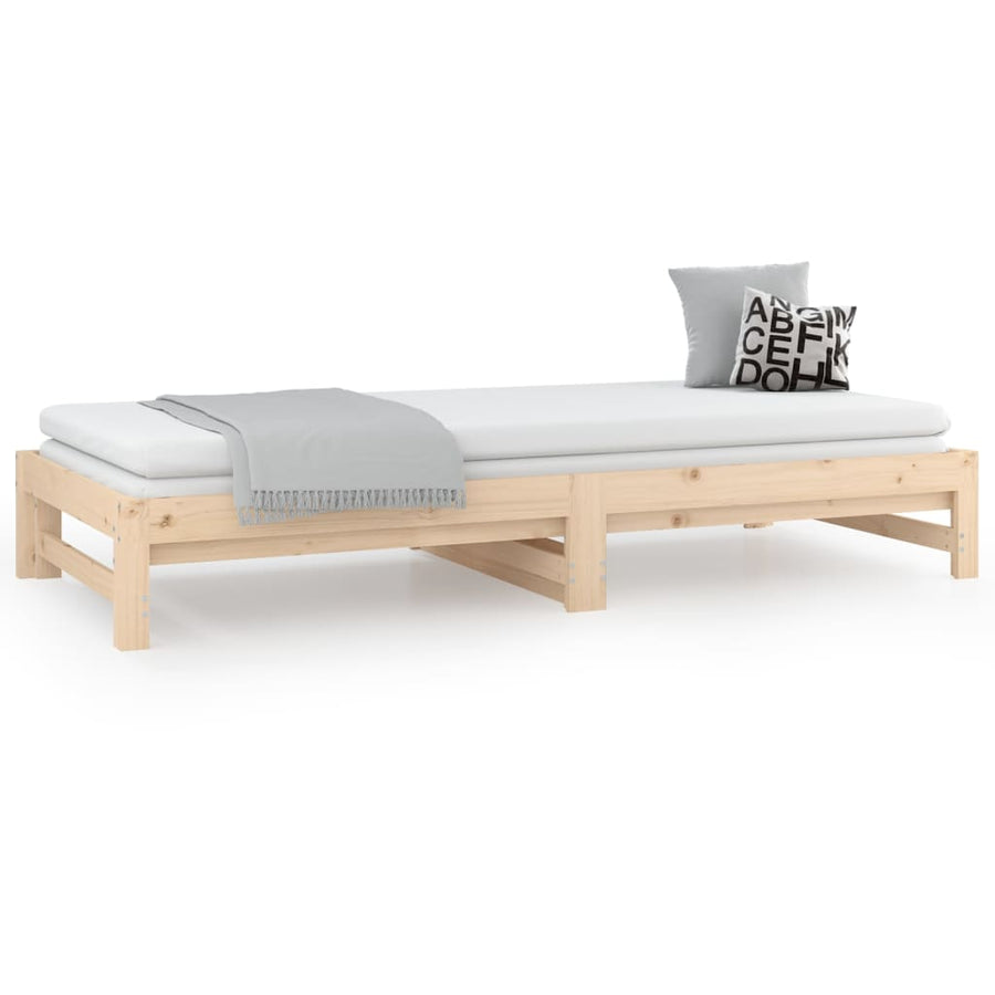 Slaapbank uitschuifbaar 2x(90x200) cm massief grenenhout 90 x 200 cm Naturel