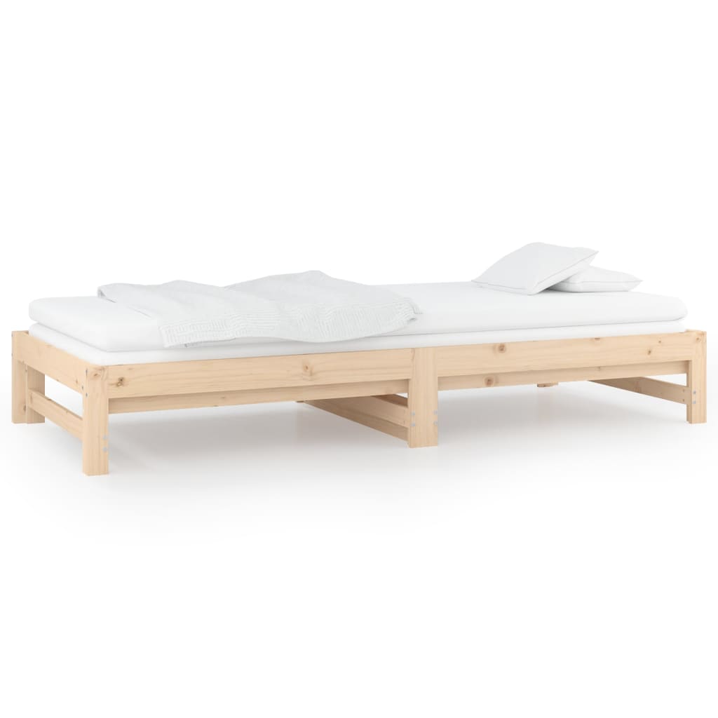 Slaapbank uitschuifbaar 2x(90x200) cm massief grenenhout 90 x 200 cm Naturel
