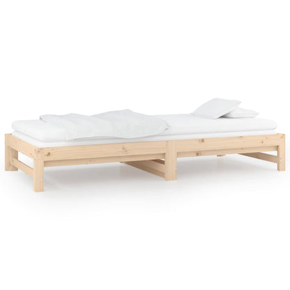 Slaapbank uitschuifbaar 2x(90x200) cm massief grenenhout 90 x 200 cm Naturel