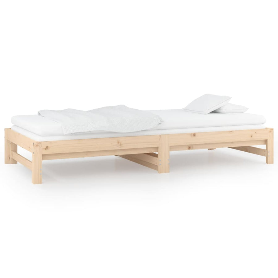 Slaapbank uitschuifbaar 2x(90x200) cm massief grenenhout 90 x 200 cm Naturel