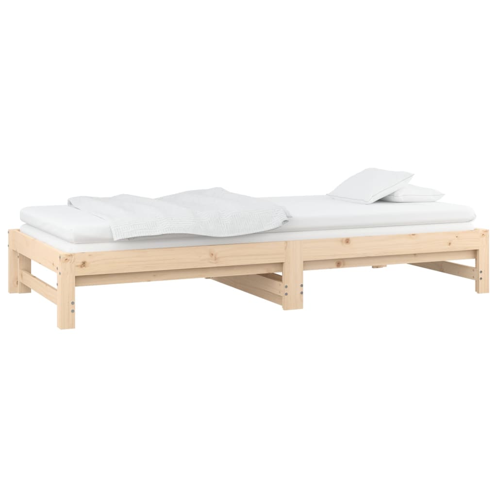 Slaapbank uitschuifbaar 2x(90x200) cm massief grenenhout 90 x 200 cm Naturel