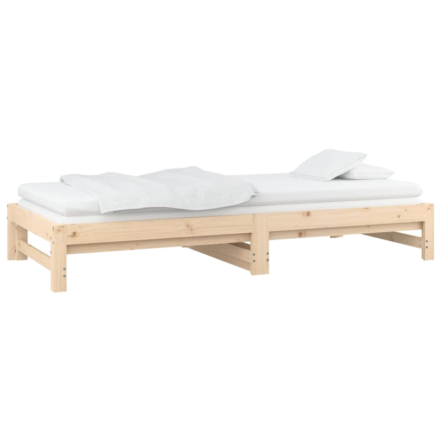 Slaapbank uitschuifbaar 2x(90x200) cm massief grenenhout 90 x 200 cm Naturel