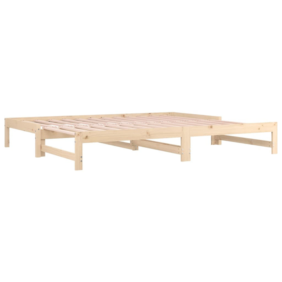 Slaapbank uitschuifbaar 2x(90x200) cm massief grenenhout 90 x 200 cm Naturel