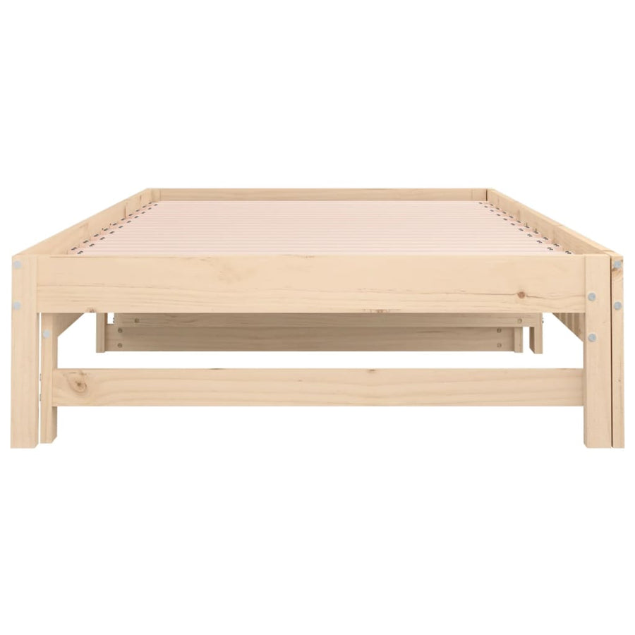 Slaapbank uitschuifbaar 2x(90x200) cm massief grenenhout 90 x 200 cm Naturel