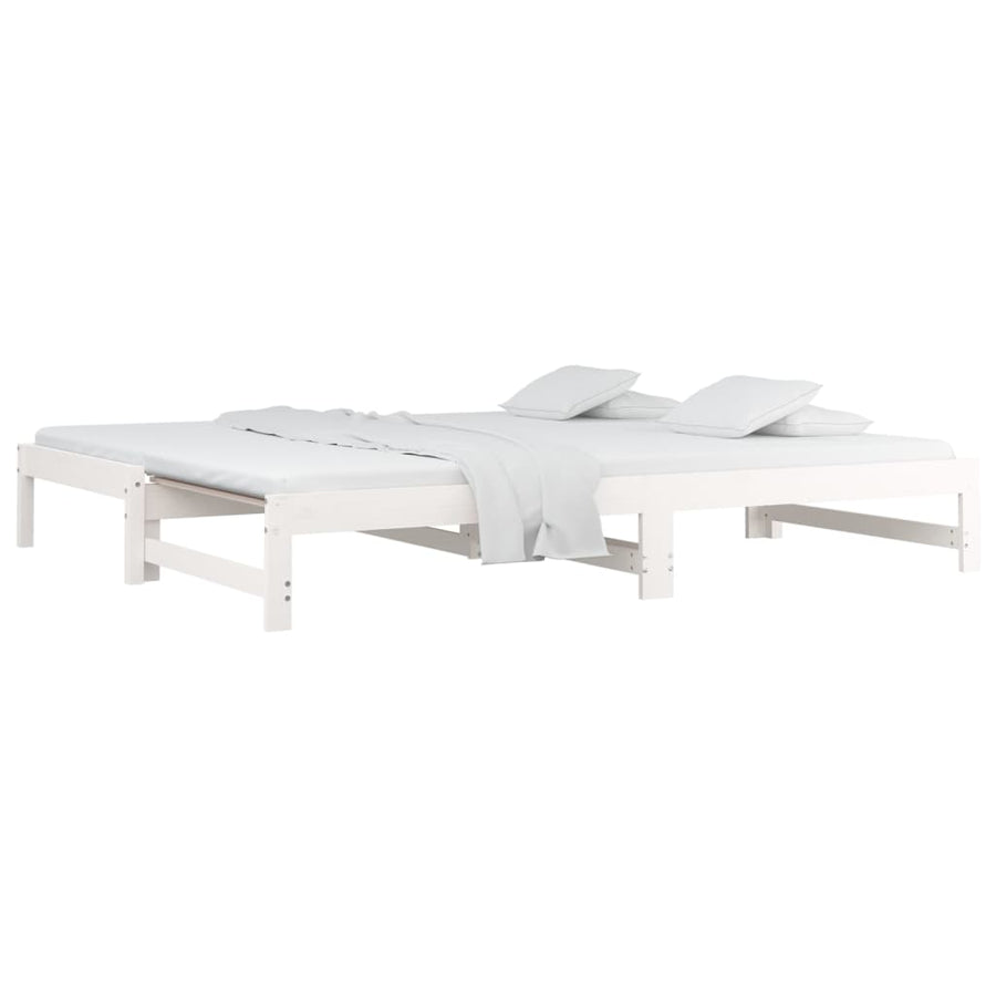 Slaapbank Uitschuifbaar Massief Grenenhout 2X(90X200) Cm 90 x 200 cm Wit