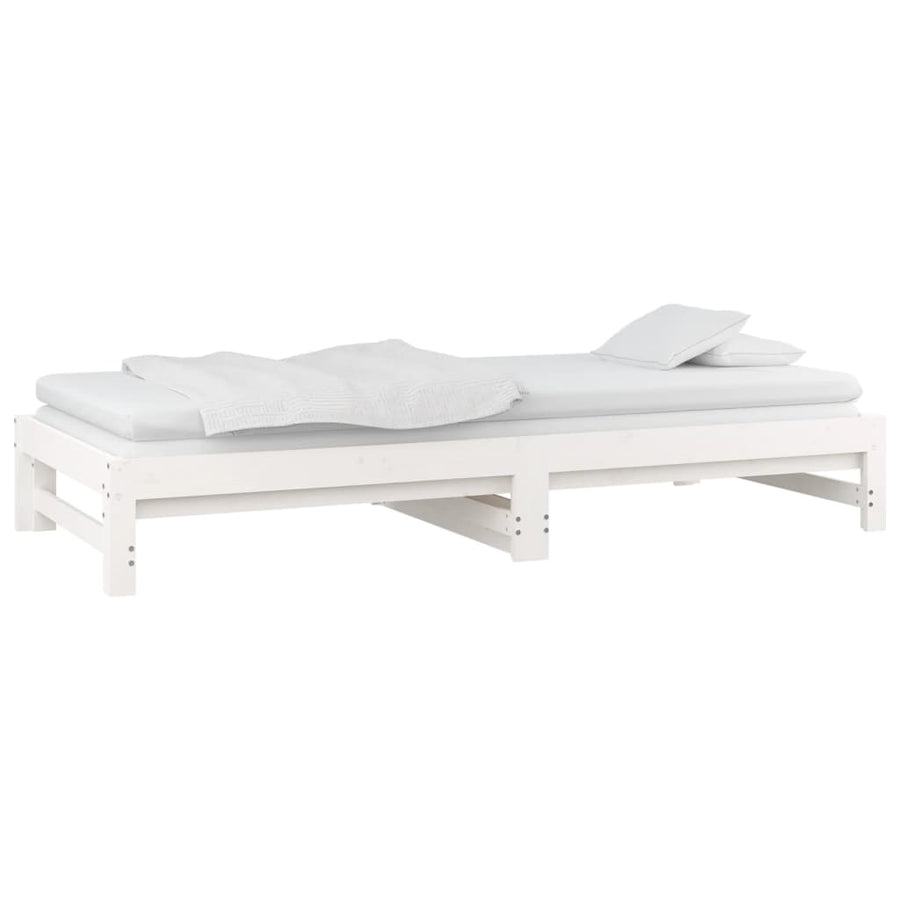 Slaapbank Uitschuifbaar Massief Grenenhout 2X(90X200) Cm 90 x 200 cm Wit