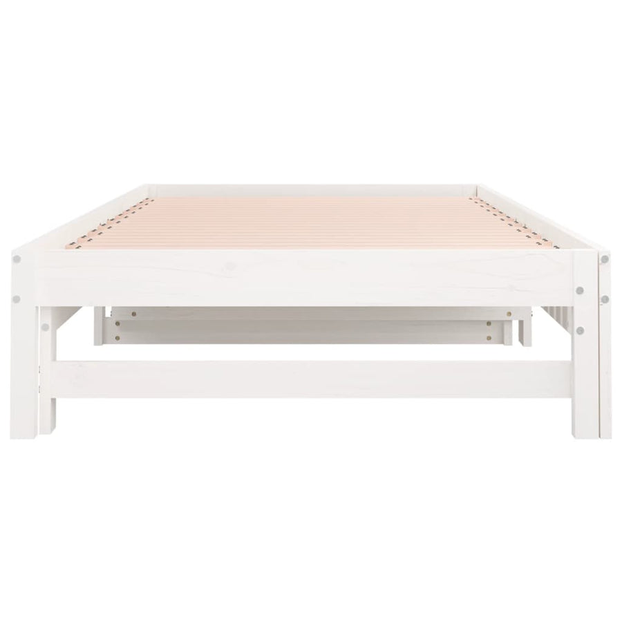 Slaapbank Uitschuifbaar Massief Grenenhout 2X(90X200) Cm 90 x 200 cm Wit