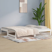 Slaapbank uitschuifbaar massief grenenhout wit 205x95x30 cm