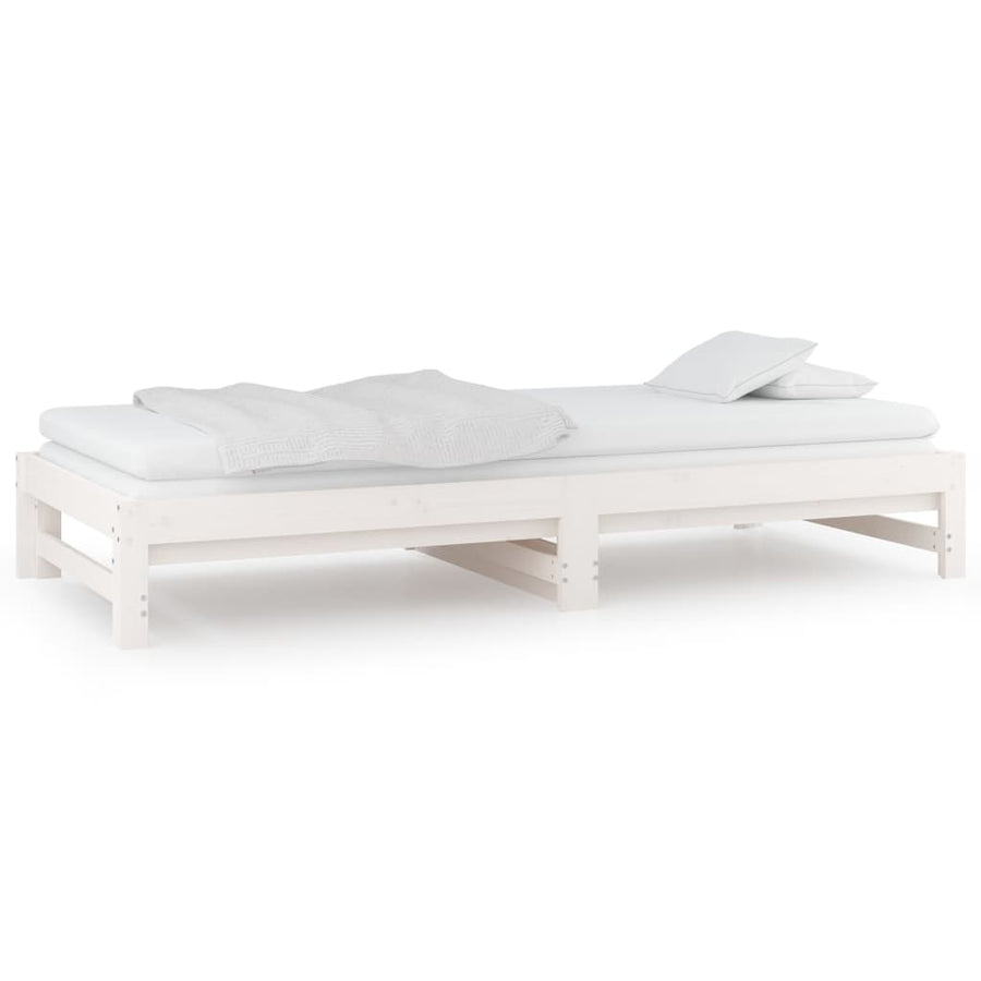 Slaapbank uitschuifbaar 2x(80x200) cm massief grenenhout wit