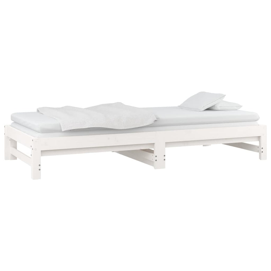 Slaapbank uitschuifbaar 2x(80x200) cm massief grenenhout wit