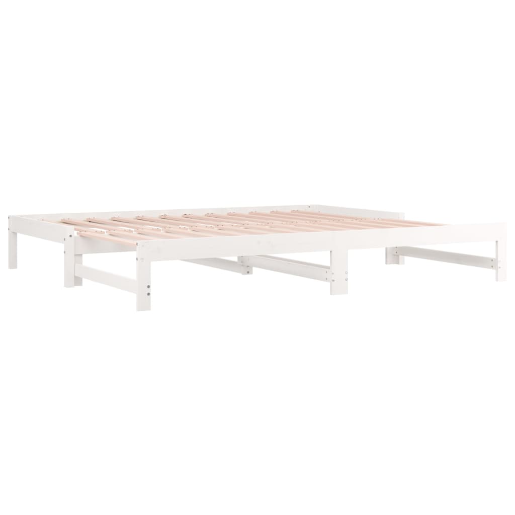Slaapbank uitschuifbaar 2x(80x200) cm massief grenenhout wit