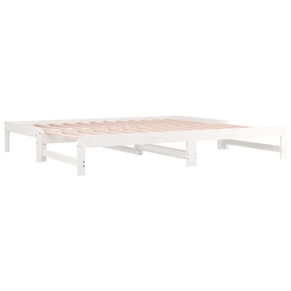 Slaapbank uitschuifbaar 2x(80x200) cm massief grenenhout wit