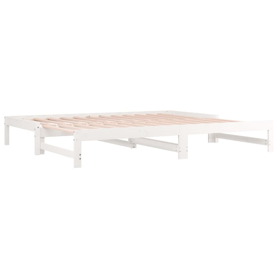 Slaapbank uitschuifbaar 2x(80x200) cm massief grenenhout wit