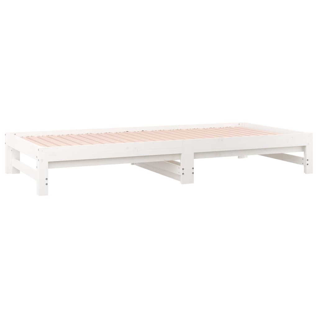 Slaapbank uitschuifbaar 2x(80x200) cm massief grenenhout wit