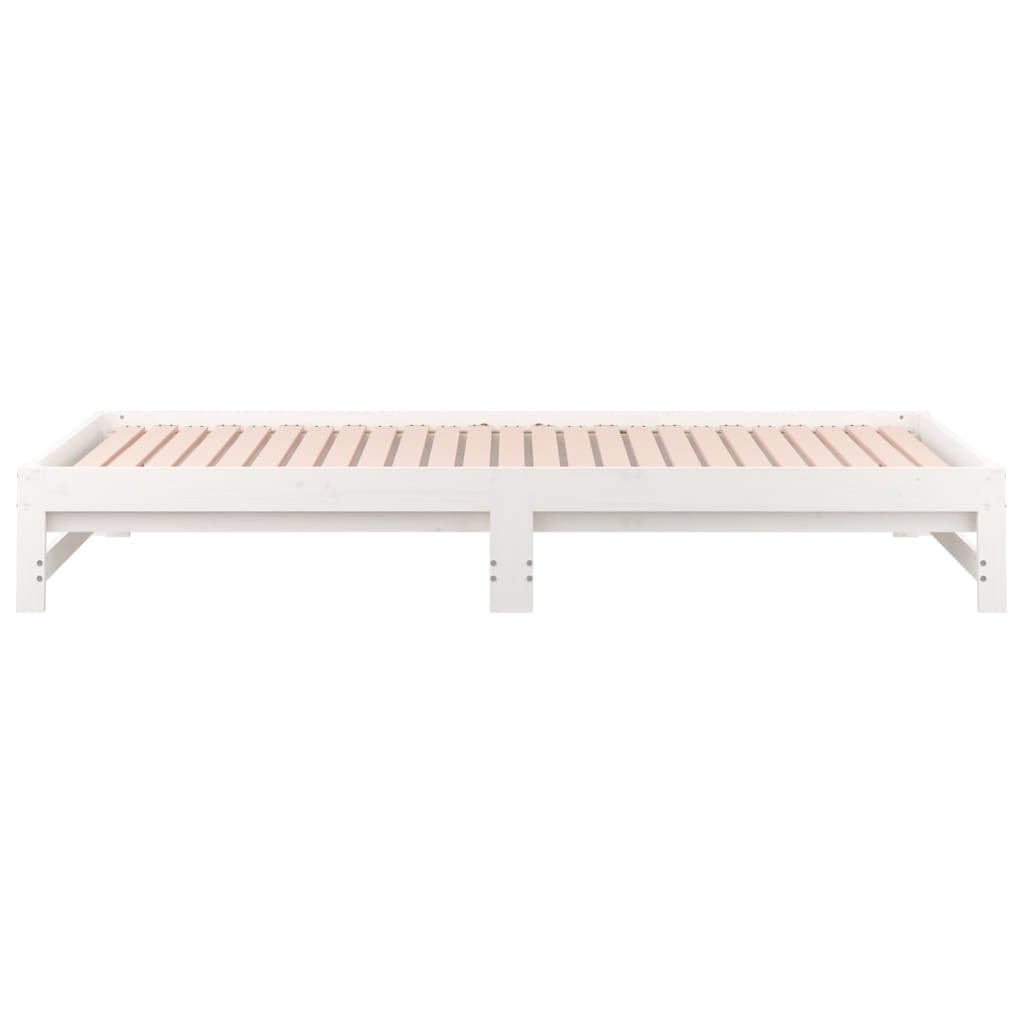 Slaapbank uitschuifbaar 2x(80x200) cm massief grenenhout wit