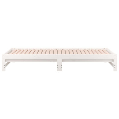 Slaapbank uitschuifbaar 2x(80x200) cm massief grenenhout wit