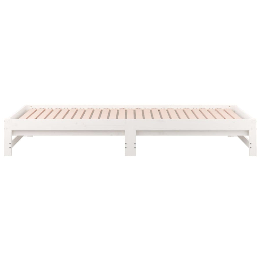 Slaapbank uitschuifbaar 2x(80x200) cm massief grenenhout wit