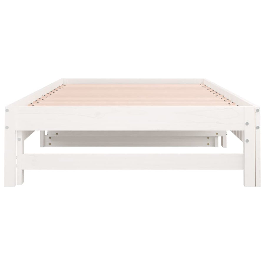 Slaapbank uitschuifbaar 2x(80x200) cm massief grenenhout wit