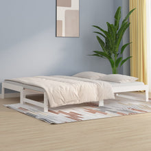 Slaapbank uitschuifbaar 2x(80x200) cm massief grenenhout wit