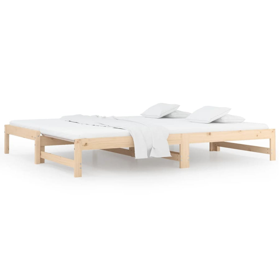Slaapbank Uitschuifbaar Massief Grenenhout 2X(90X190) Cm 90 x 190 cm Naturel