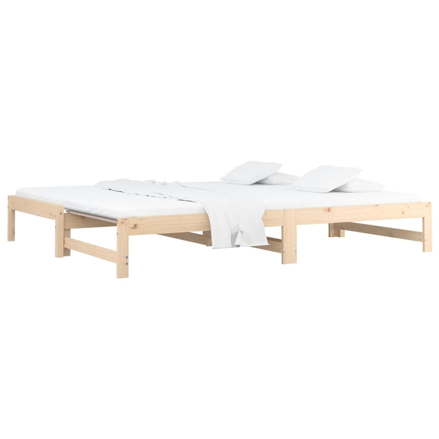 Slaapbank Uitschuifbaar Massief Grenenhout 2X(90X190) Cm 90 x 190 cm Naturel