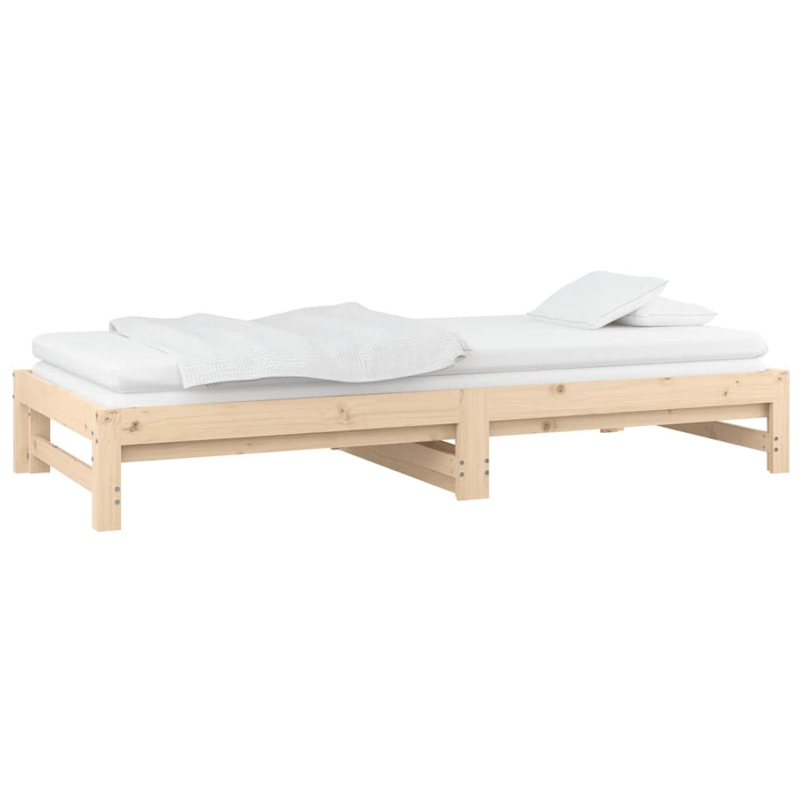 Slaapbank Uitschuifbaar Massief Grenenhout 2X(90X190) Cm 90 x 190 cm Naturel