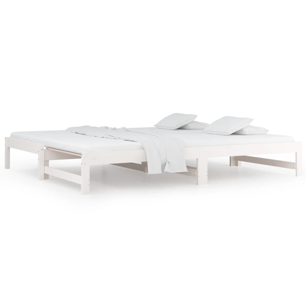 Slaapbank Uitschuifbaar Massief Grenenhout 2X(90X190) Cm 90 x 190 cm Wit