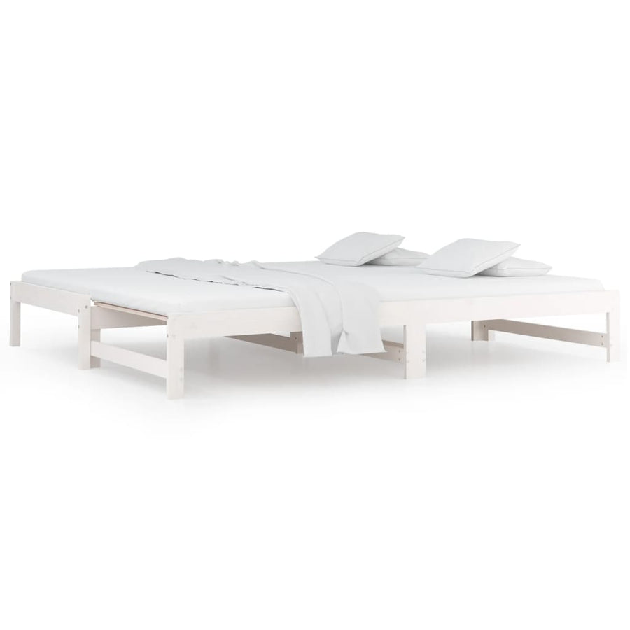 Slaapbank Uitschuifbaar Massief Grenenhout 2X(90X190) Cm 90 x 190 cm Wit