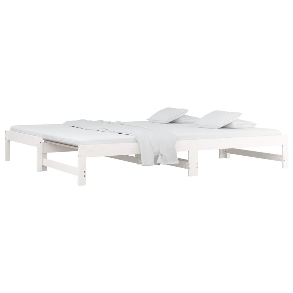 Slaapbank Uitschuifbaar Massief Grenenhout 2X(90X190) Cm 90 x 190 cm Wit
