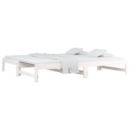 Slaapbank Uitschuifbaar Massief Grenenhout 2X(90X190) Cm 90 x 190 cm Wit