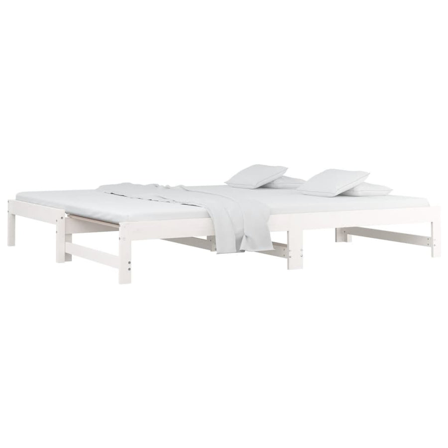 Slaapbank Uitschuifbaar Massief Grenenhout 2X(90X190) Cm 90 x 190 cm Wit