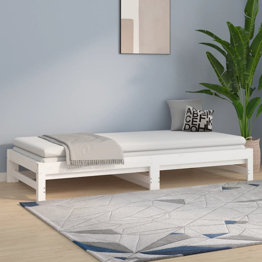 Slaapbank Uitschuifbaar Massief Grenenhout 2X(90X190) Cm 90 x 190 cm Wit
