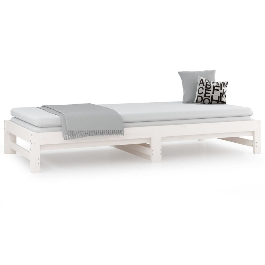 Slaapbank Uitschuifbaar Massief Grenenhout 2X(90X190) Cm 90 x 190 cm Wit