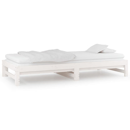 Slaapbank Uitschuifbaar Massief Grenenhout 2X(90X190) Cm 90 x 190 cm Wit