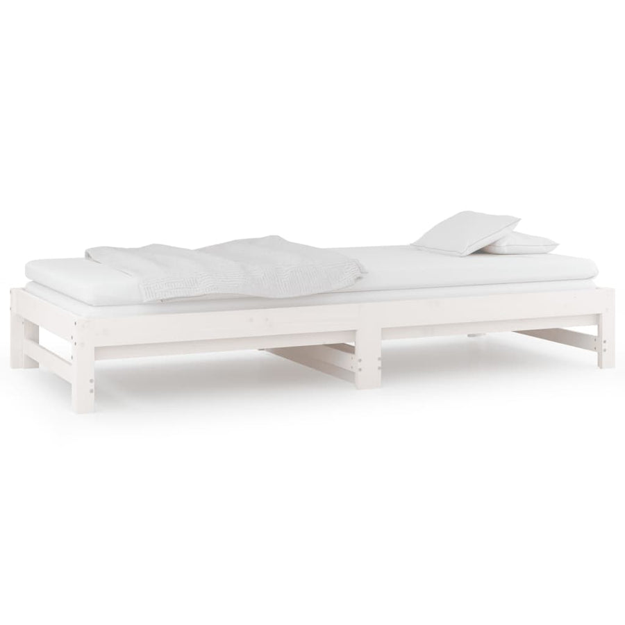Slaapbank Uitschuifbaar Massief Grenenhout 2X(90X190) Cm 90 x 190 cm Wit