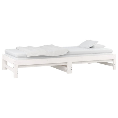 Slaapbank Uitschuifbaar Massief Grenenhout 2X(90X190) Cm 90 x 190 cm Wit