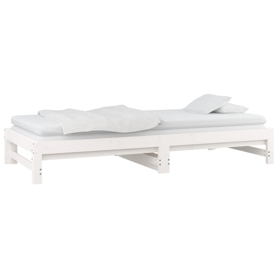 Slaapbank Uitschuifbaar Massief Grenenhout 2X(90X190) Cm 90 x 190 cm Wit