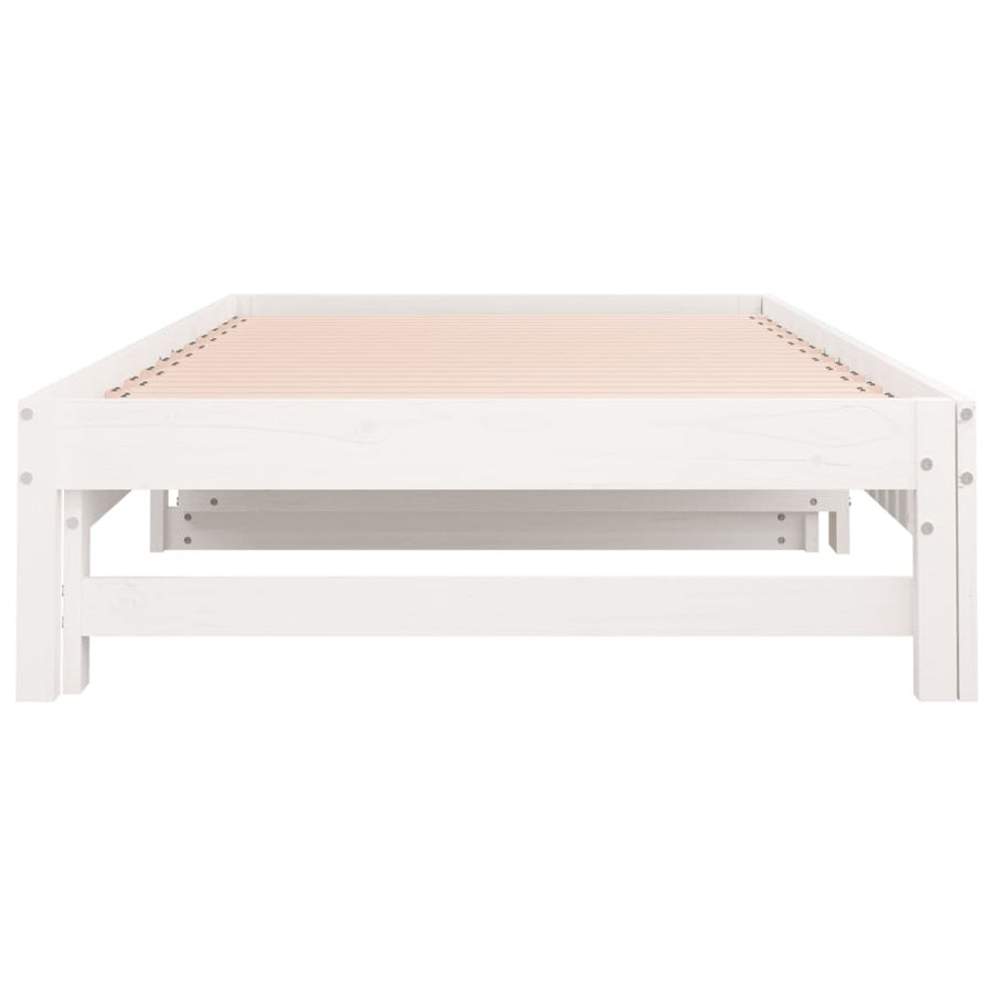 Slaapbank Uitschuifbaar Massief Grenenhout 2X(90X190) Cm 90 x 190 cm Wit