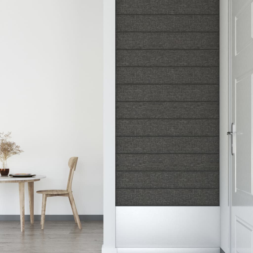Wandpanelen 12 st 1,62 m² 90x15 cm stof donkergrijs 90 x 15 cm Rechthoekig
