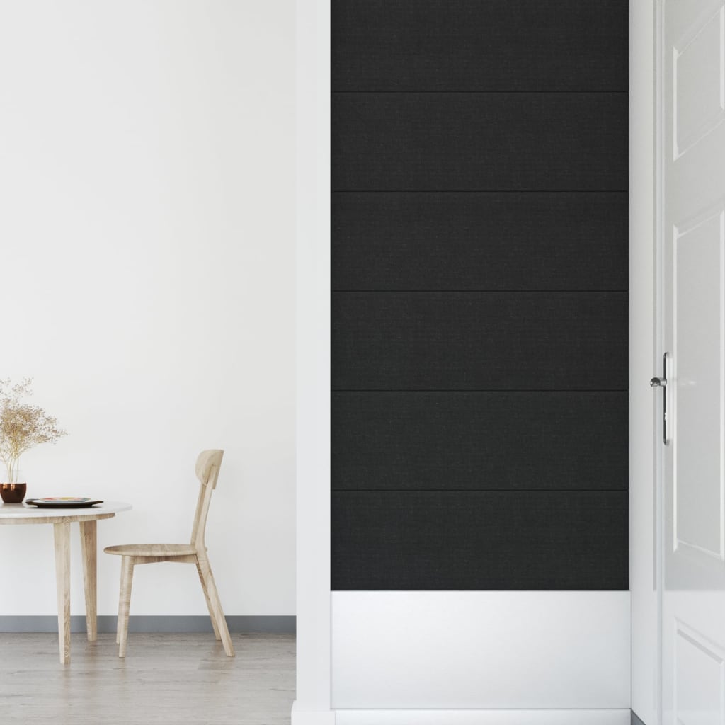 Wandpanelen 3,24 M² Stof Zwart 90 x 30 cm Rechthoekig