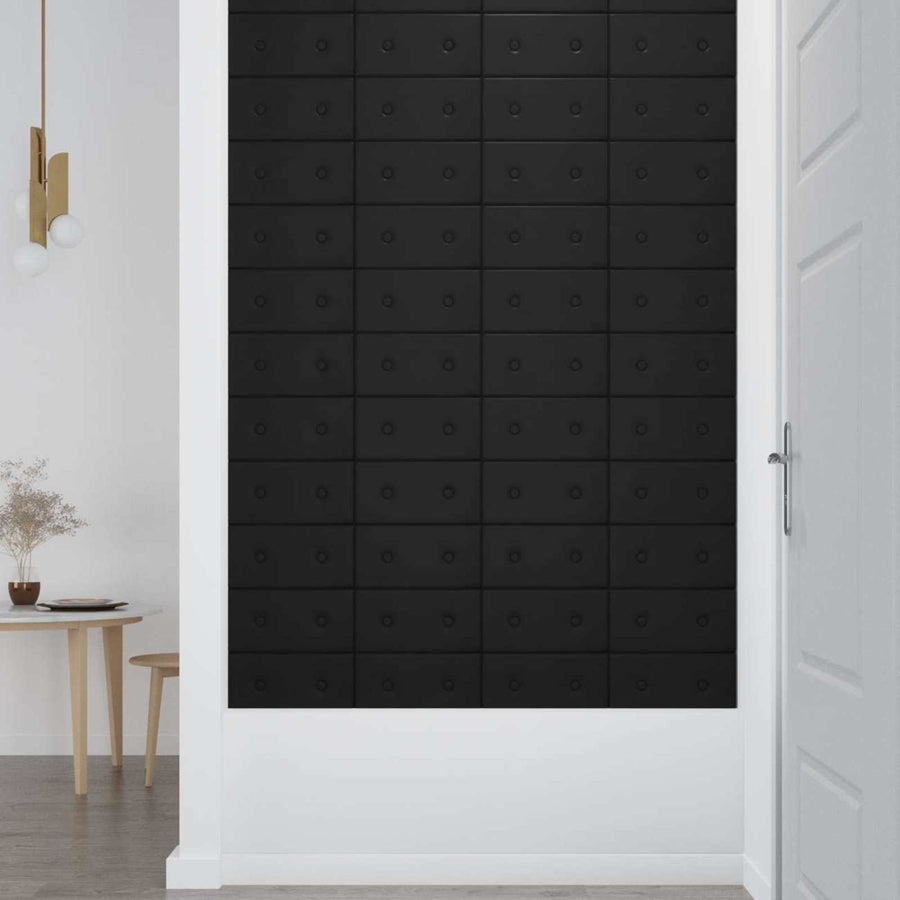 Wandhoofdbord 12 pcs Zwart 30 x 15 cm Nep Leer