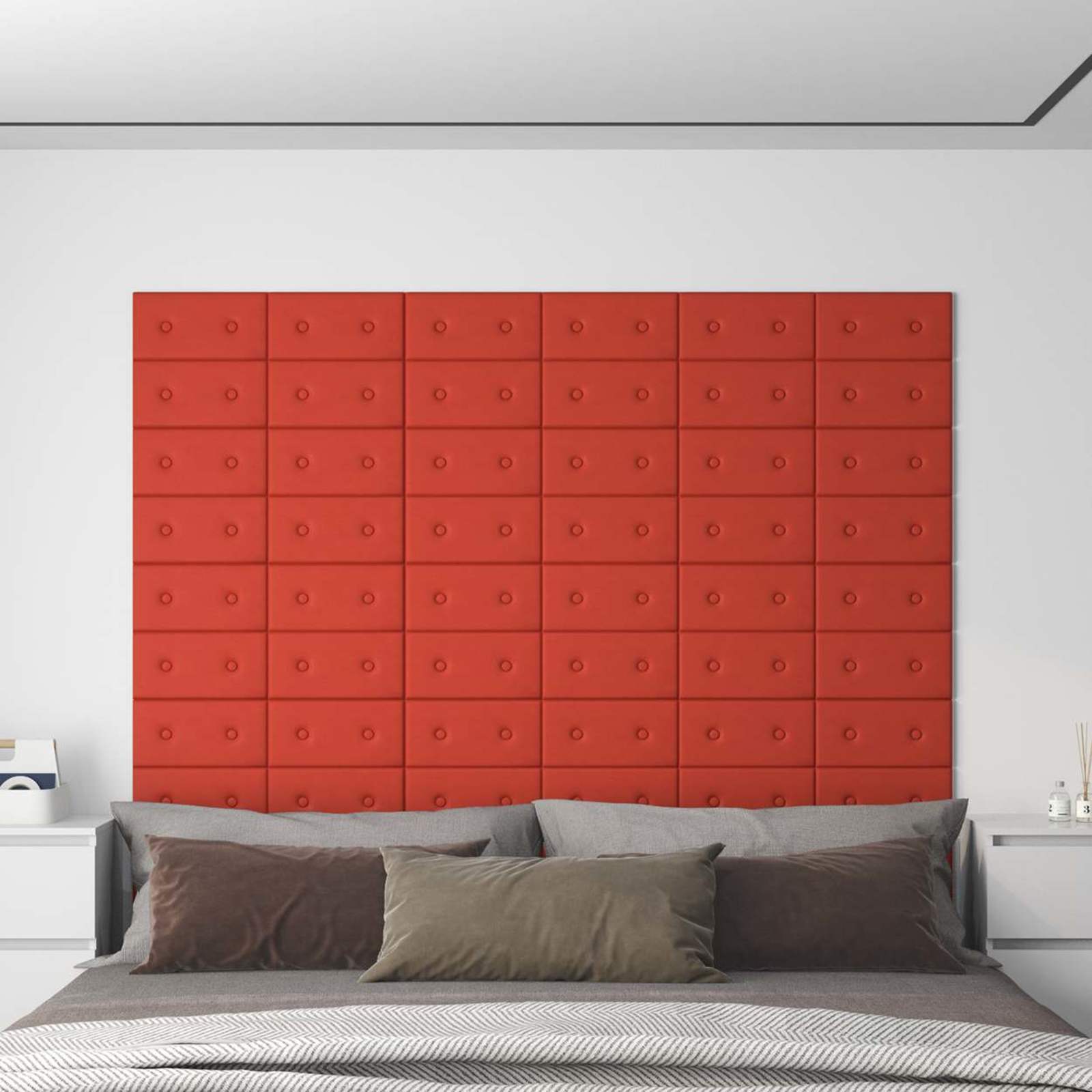 Wandhoofdbord 12 pcs Rood 30 x 15 cm Nep Leer