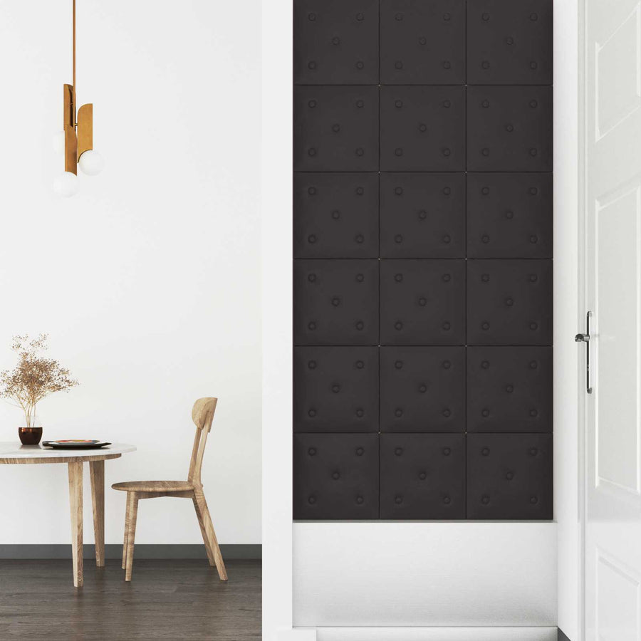 Wandhoofdbord 12 pcs Zwart 30 x 30 cm Nep Leer