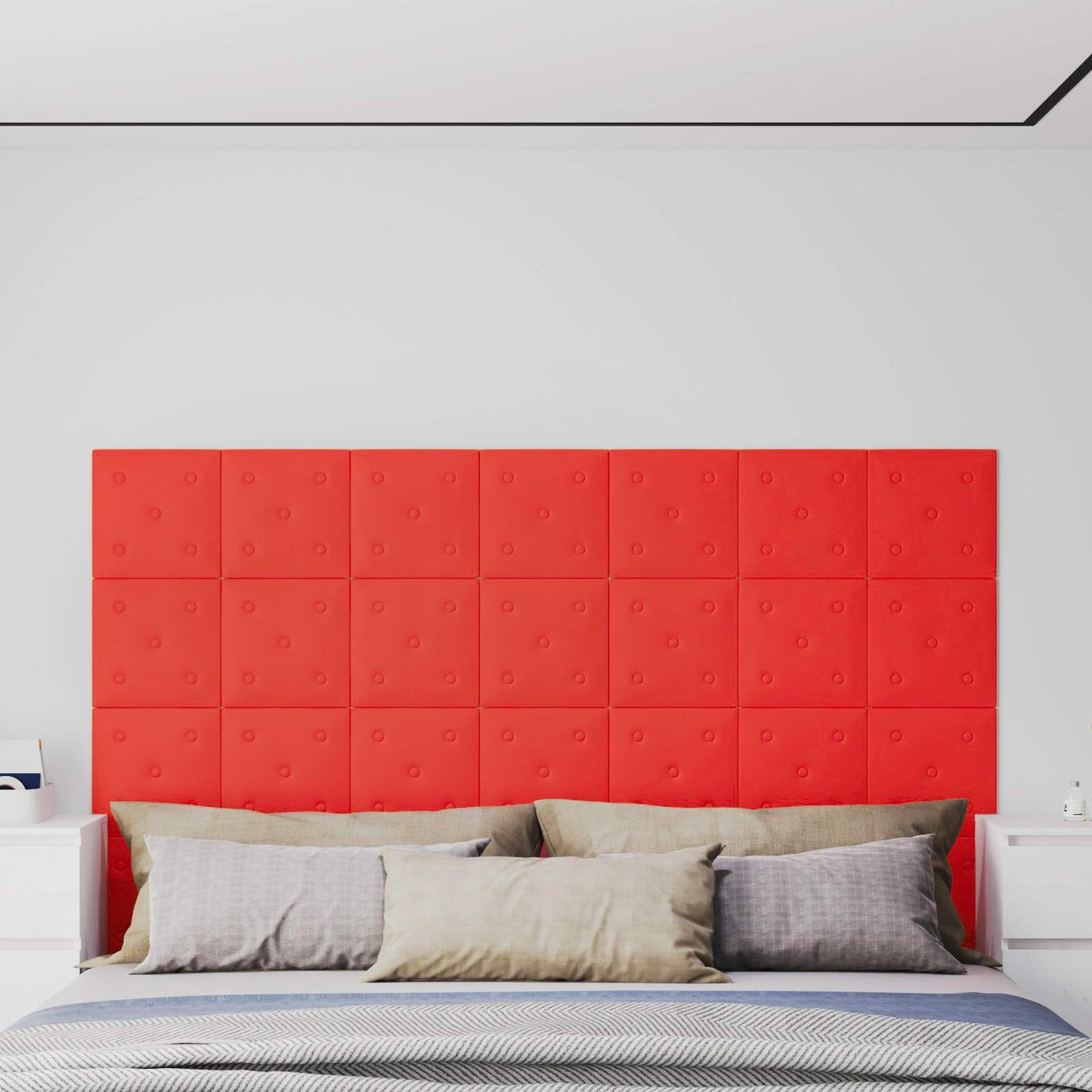 Wandhoofdbord 12 pcs Rood 30 x 30 cm Nep Leer