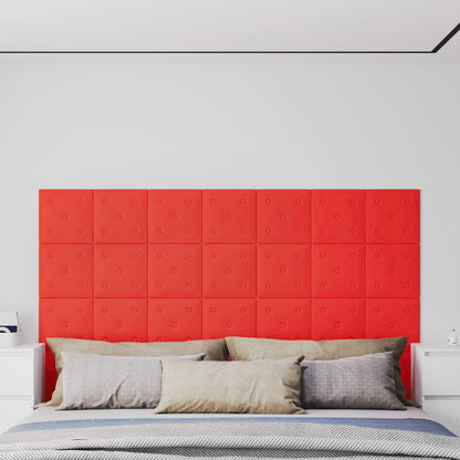 Wandhoofdbord 12 pcs Rood 30 x 30 cm Nep Leer