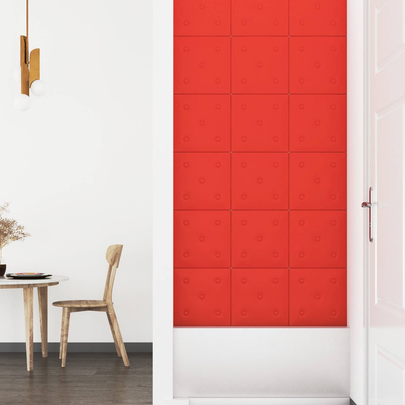 Wandhoofdbord 12 pcs Rood 30 x 30 cm Nep Leer